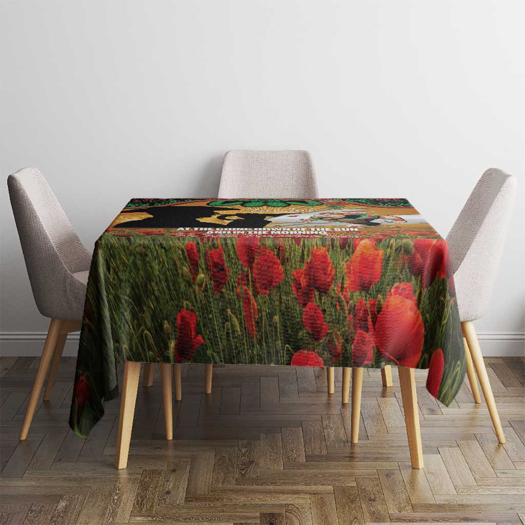 Personalised Rabbitohs Rugby ANZAC Day Tablecloth Last Post Poppy We Will Remember Them