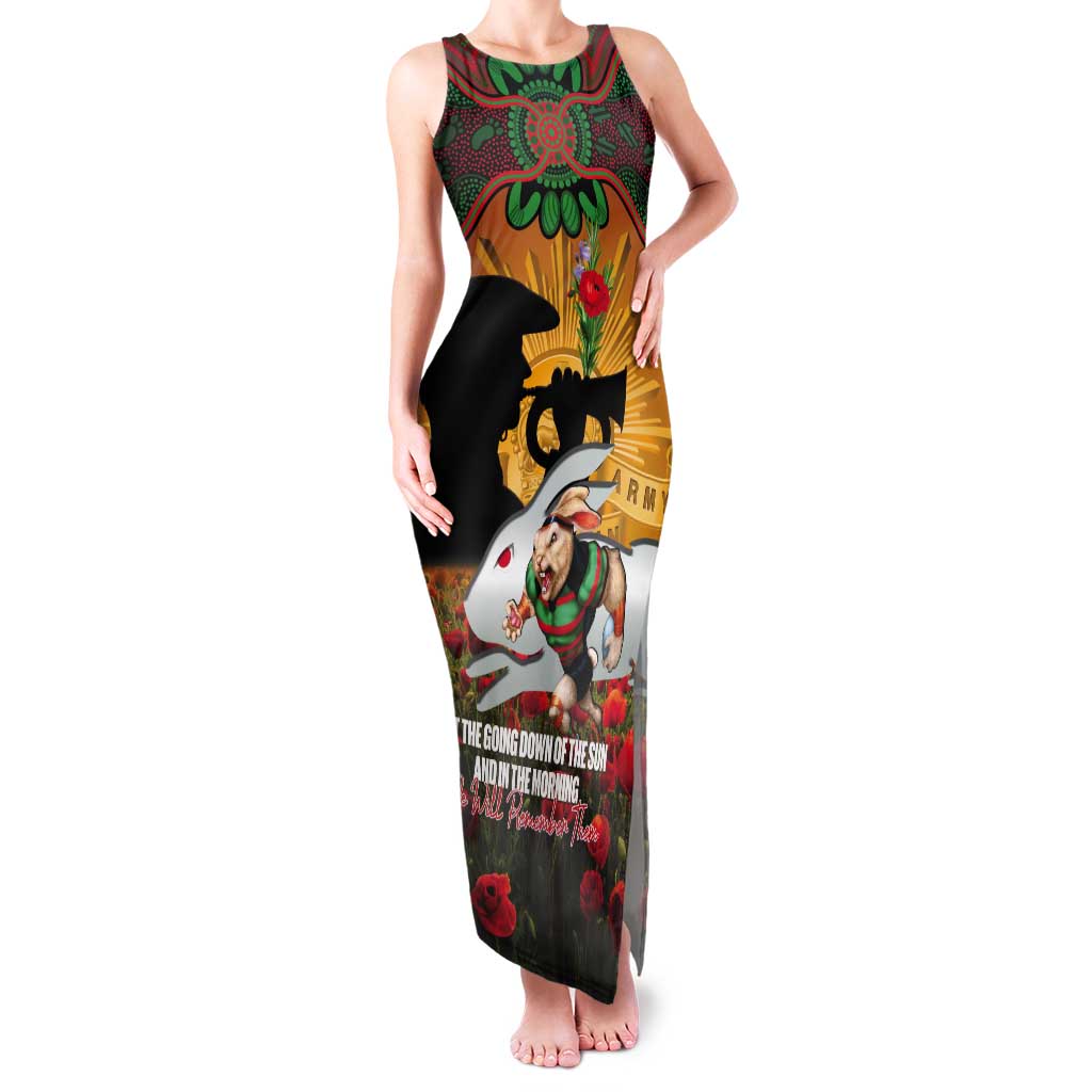 Personalised Rabbitohs Rugby ANZAC Day Tank Maxi Dress Last Post Poppy We Will Remember Them