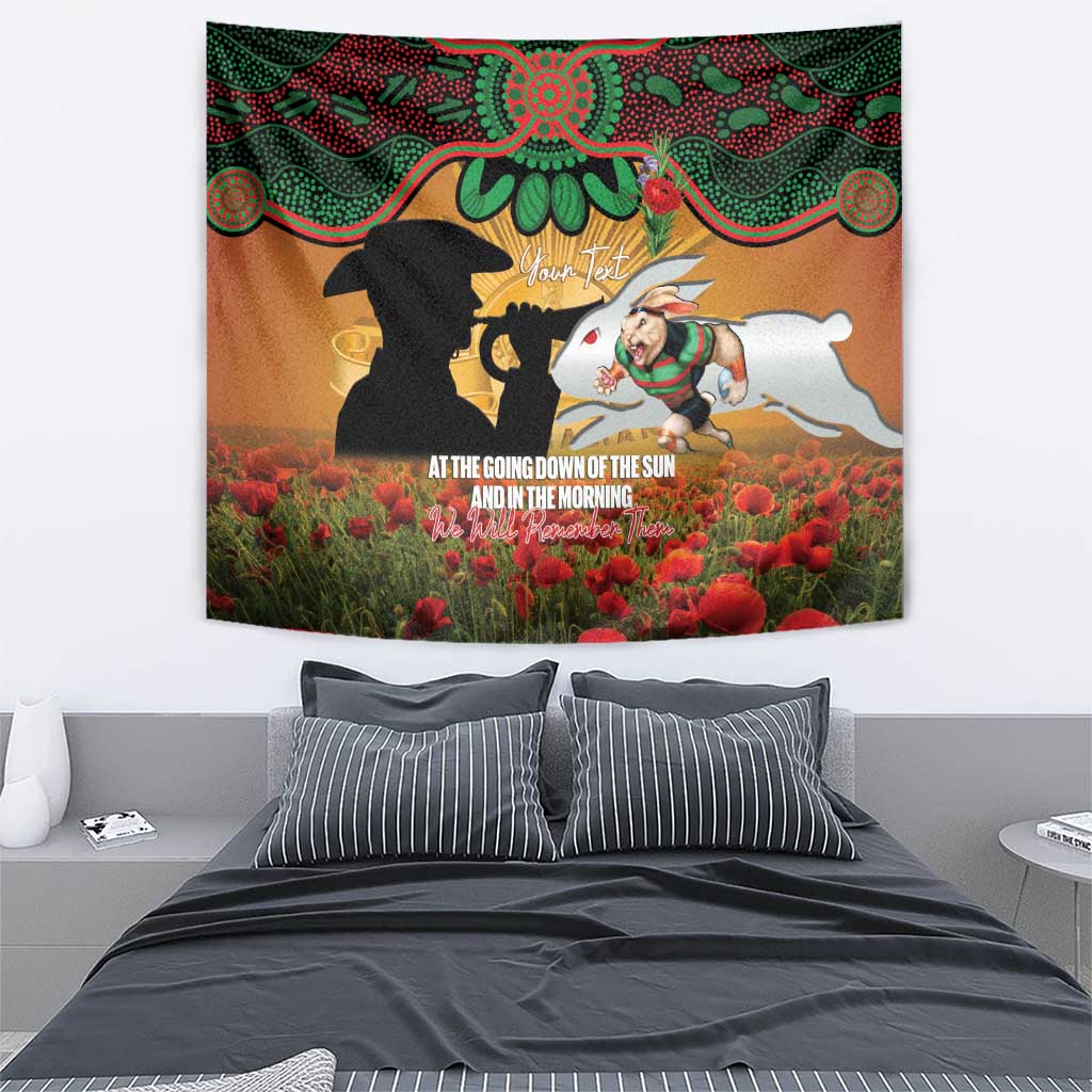 Personalised Rabbitohs Rugby ANZAC Day Tapestry Last Post Poppy We Will Remember Them