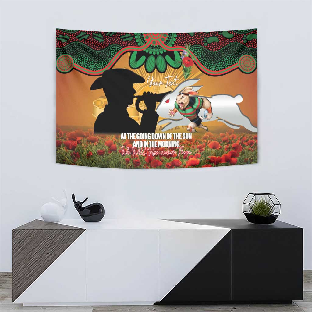 Personalised Rabbitohs Rugby ANZAC Day Tapestry Last Post Poppy We Will Remember Them
