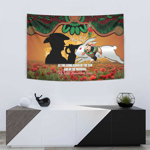Personalised Rabbitohs Rugby ANZAC Day Tapestry Last Post Poppy We Will Remember Them