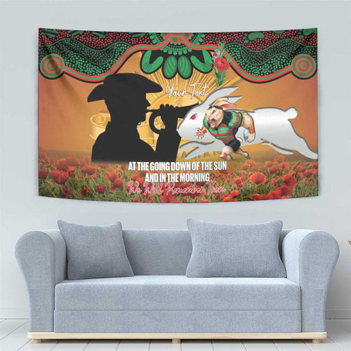Personalised Rabbitohs Rugby ANZAC Day Tapestry Last Post Poppy We Will Remember Them