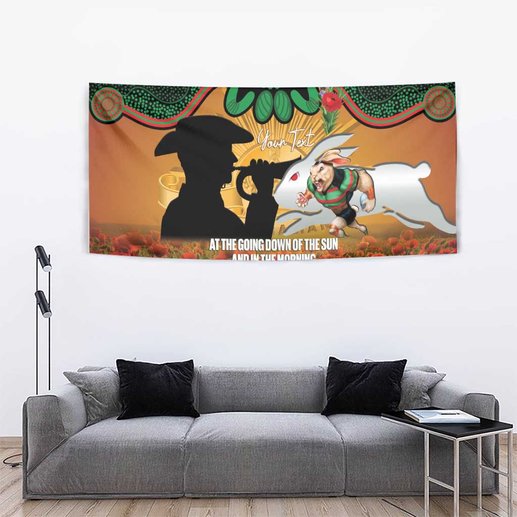Personalised Rabbitohs Rugby ANZAC Day Tapestry Last Post Poppy We Will Remember Them