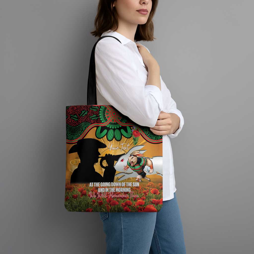 Personalised Rabbitohs Rugby ANZAC Day Tote Bag Last Post Poppy We Will Remember Them