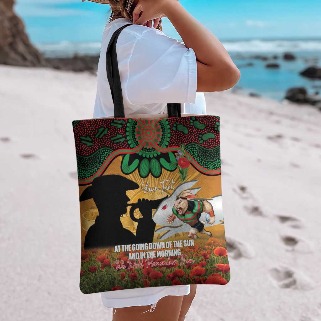 Personalised Rabbitohs Rugby ANZAC Day Tote Bag Last Post Poppy We Will Remember Them