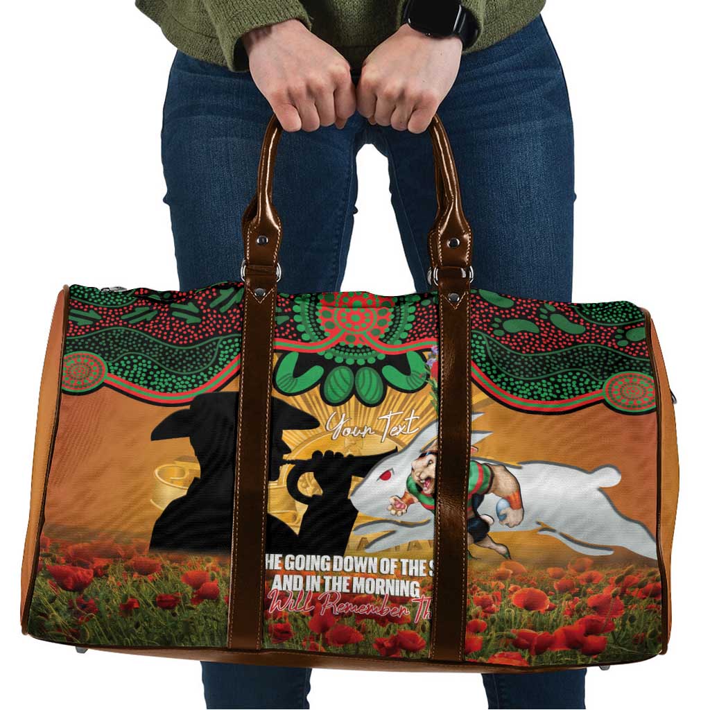 Personalised Rabbitohs Rugby ANZAC Day Travel Bag Last Post Poppy We Will Remember Them