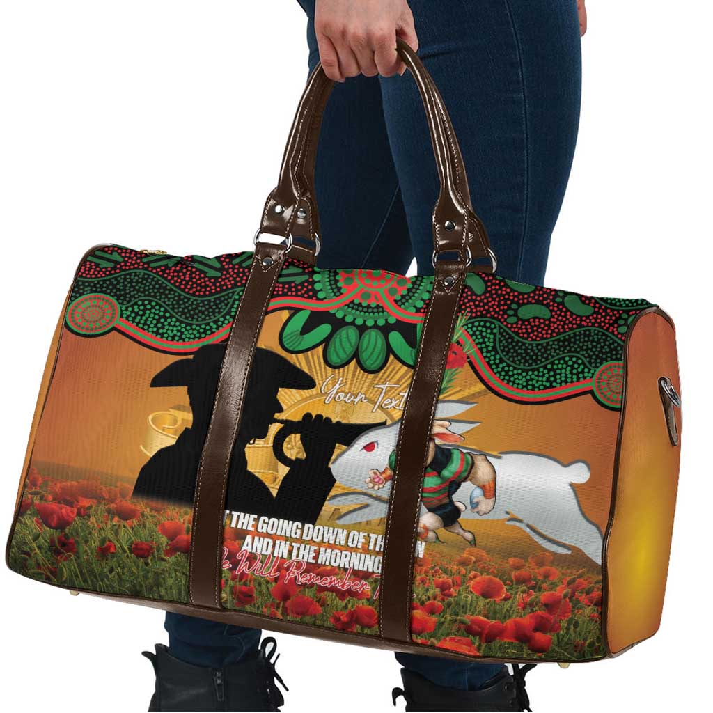 Personalised Rabbitohs Rugby ANZAC Day Travel Bag Last Post Poppy We Will Remember Them
