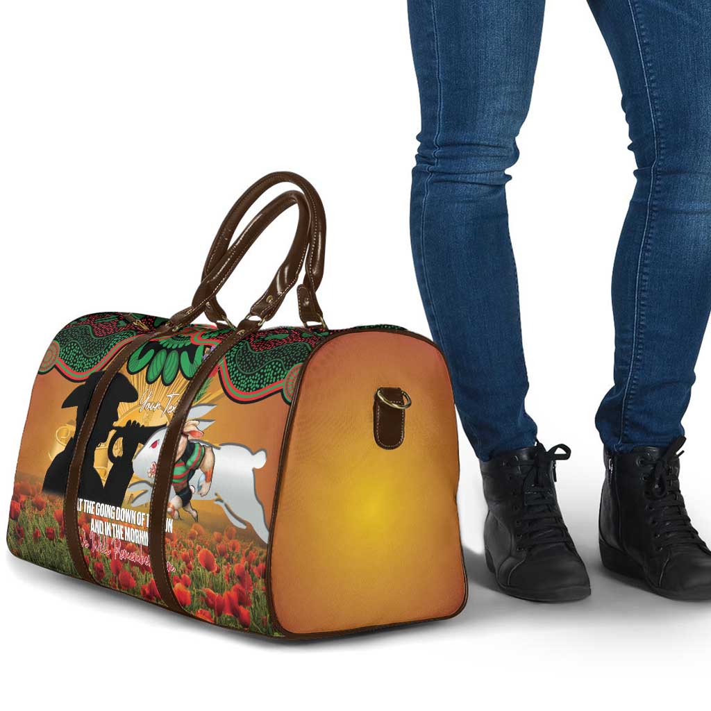 Personalised Rabbitohs Rugby ANZAC Day Travel Bag Last Post Poppy We Will Remember Them