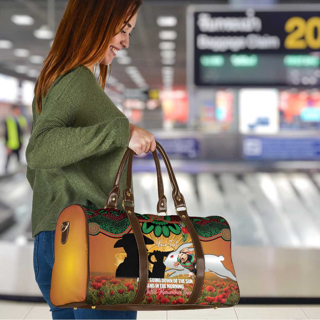 Personalised Rabbitohs Rugby ANZAC Day Travel Bag Last Post Poppy We Will Remember Them