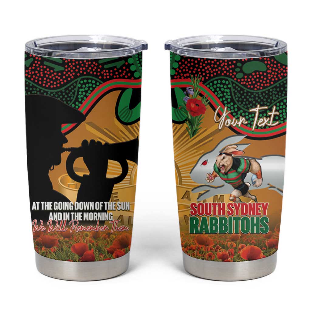 Personalised Rabbitohs Rugby ANZAC Day Tumbler Cup Last Post Poppy We Will Remember Them