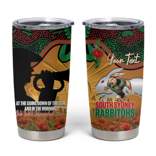 Personalised Rabbitohs Rugby ANZAC Day Tumbler Cup Last Post Poppy We Will Remember Them