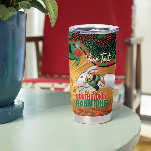 Personalised Rabbitohs Rugby ANZAC Day Tumbler Cup Last Post Poppy We Will Remember Them