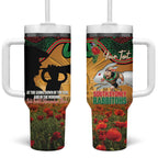 Personalised Rabbitohs Rugby ANZAC Day Tumbler With Handle Last Post Poppy We Will Remember Them