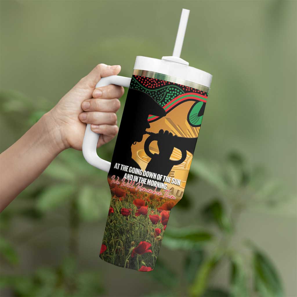 Personalised Rabbitohs Rugby ANZAC Day Tumbler With Handle Last Post Poppy We Will Remember Them