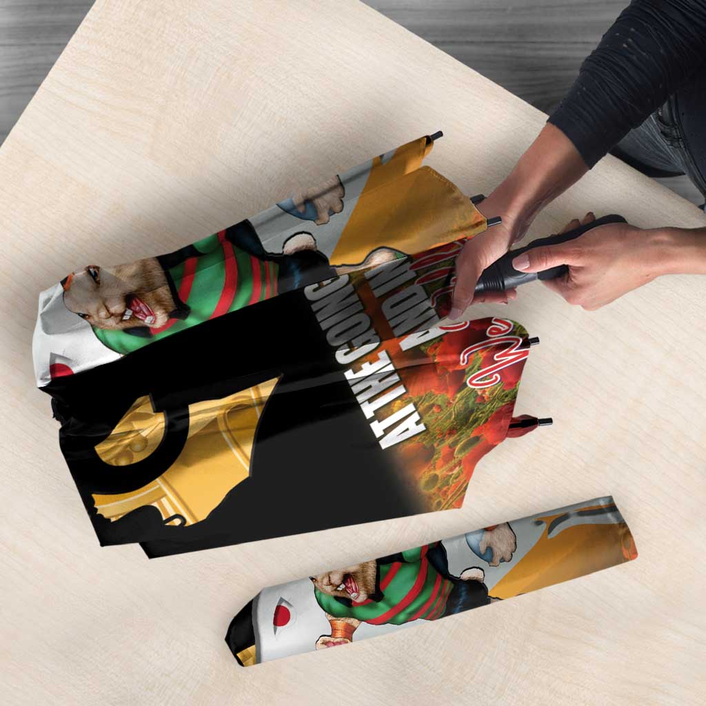 Personalised Rabbitohs Rugby ANZAC Day Umbrella Last Post Poppy We Will Remember Them