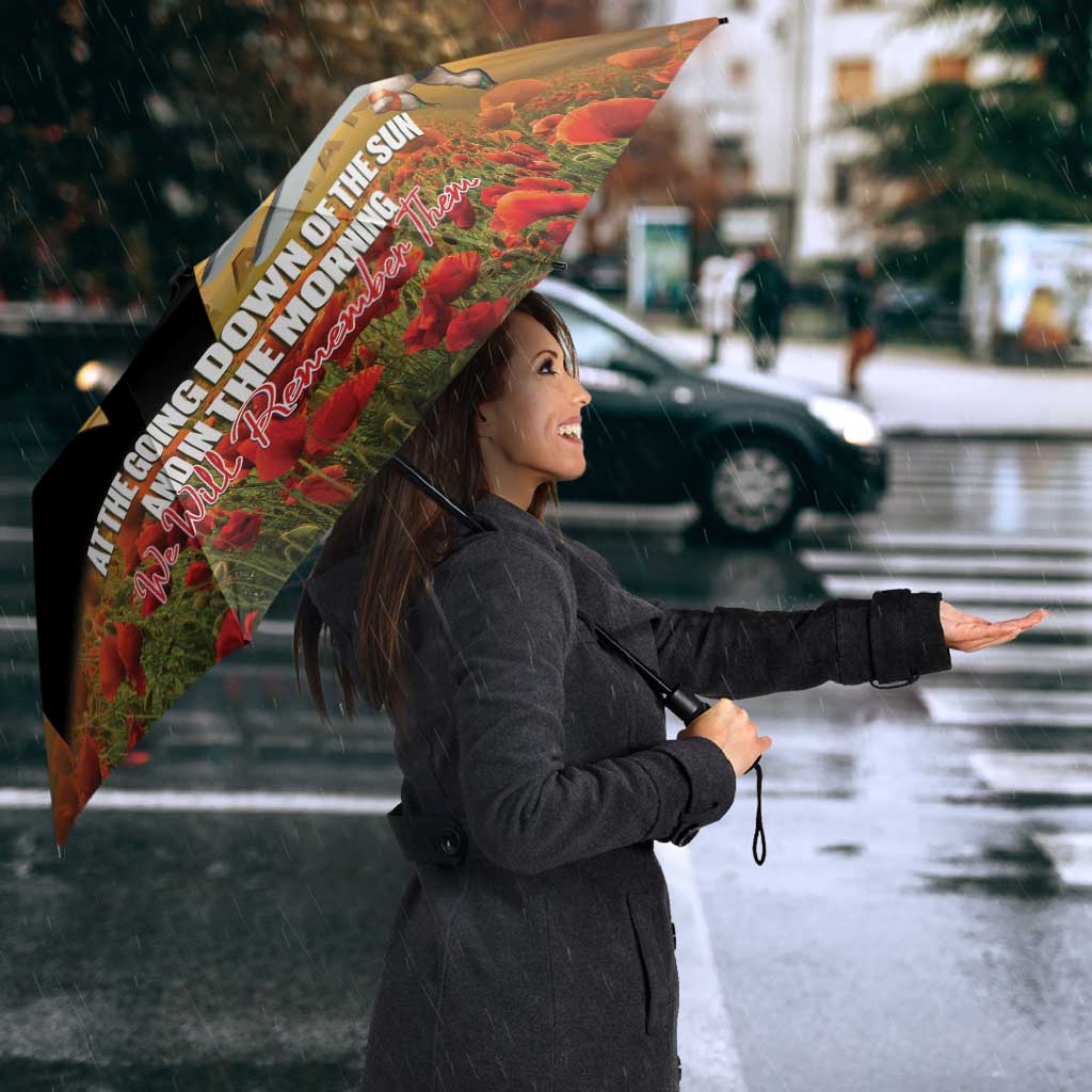 Personalised Rabbitohs Rugby ANZAC Day Umbrella Last Post Poppy We Will Remember Them