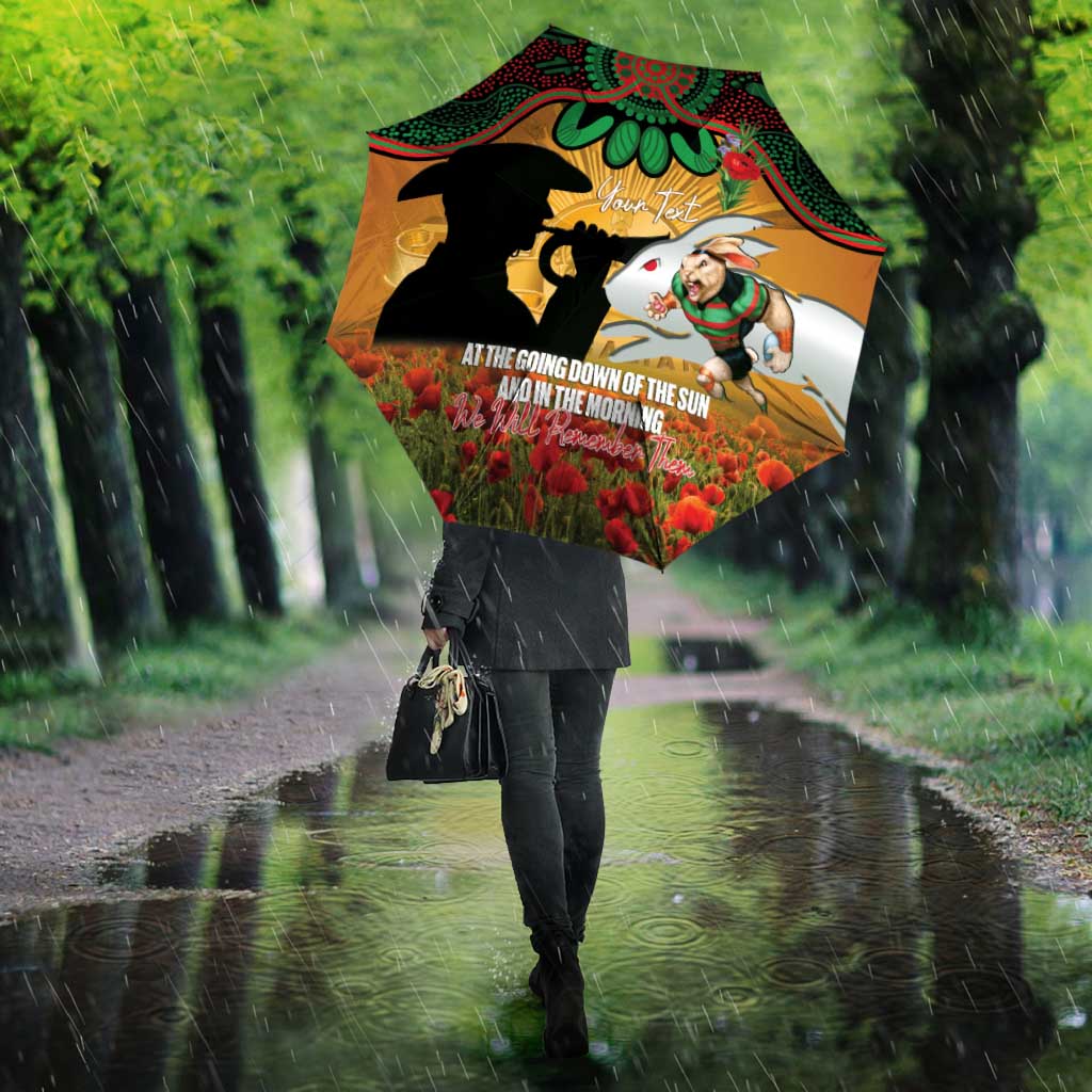 Personalised Rabbitohs Rugby ANZAC Day Umbrella Last Post Poppy We Will Remember Them