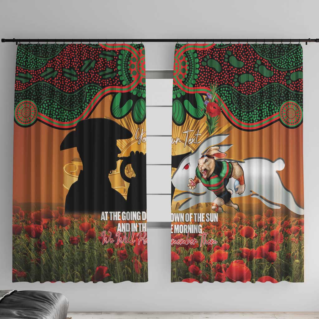 Personalised Rabbitohs Rugby ANZAC Day Window Curtain Last Post Poppy We Will Remember Them