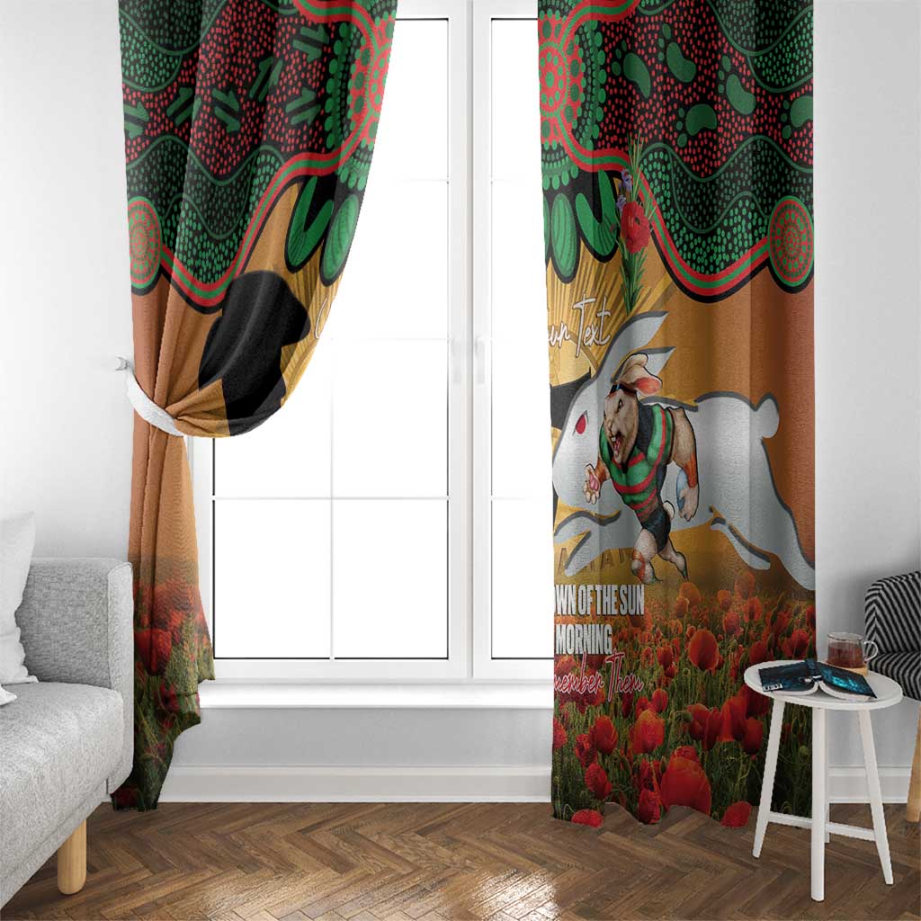 Personalised Rabbitohs Rugby ANZAC Day Window Curtain Last Post Poppy We Will Remember Them