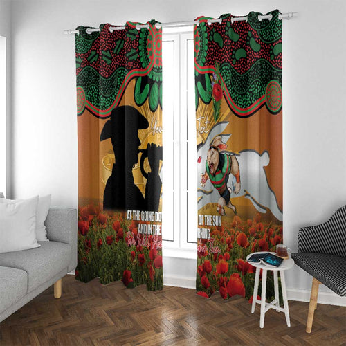 Personalised Rabbitohs Rugby ANZAC Day Window Curtain Last Post Poppy We Will Remember Them