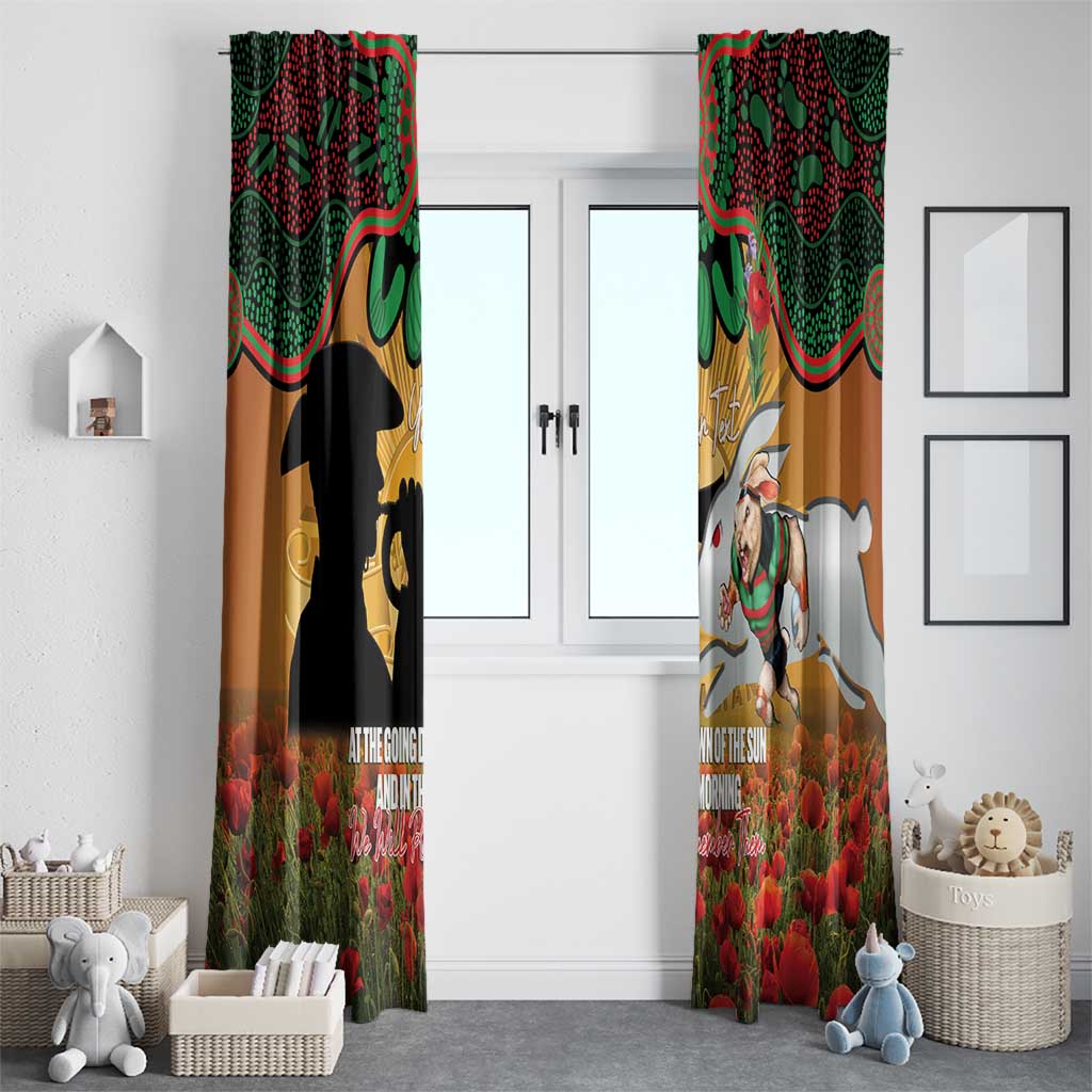 Personalised Rabbitohs Rugby ANZAC Day Window Curtain Last Post Poppy We Will Remember Them