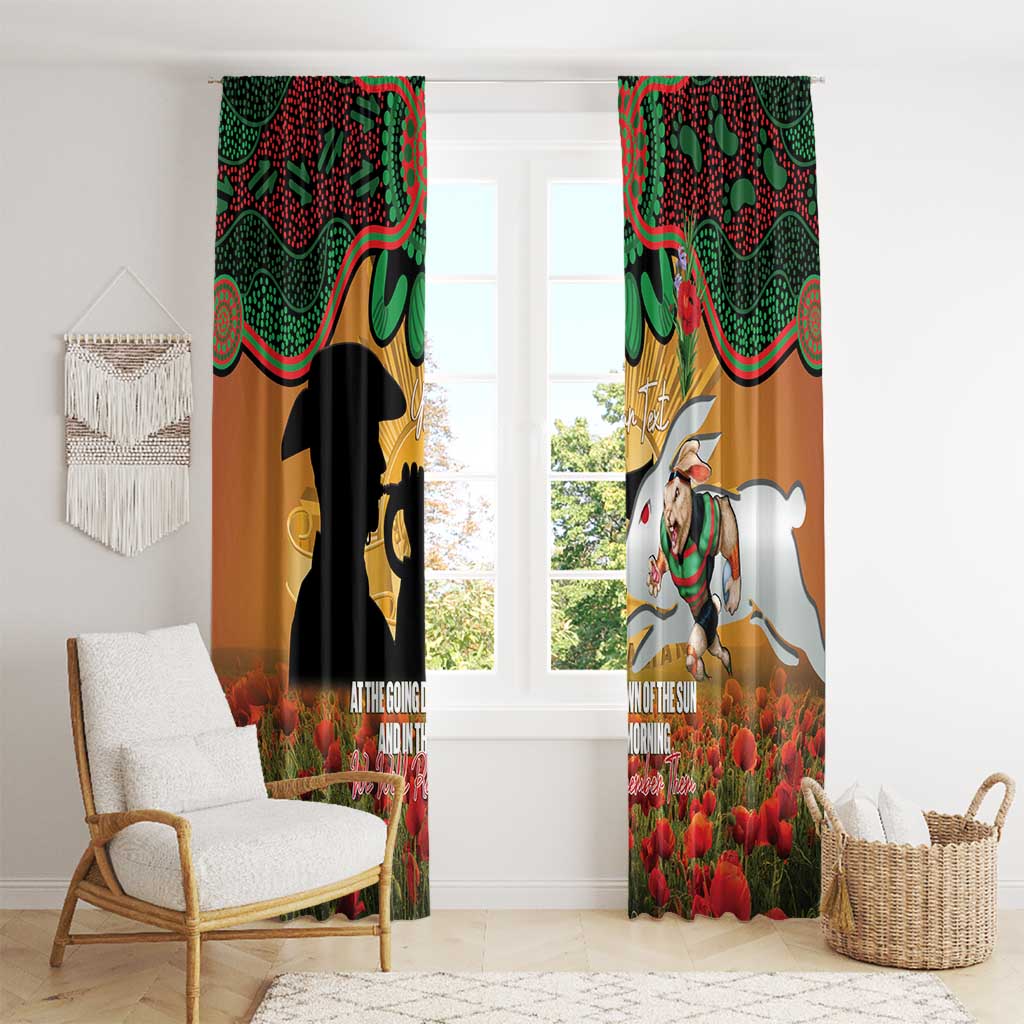 Personalised Rabbitohs Rugby ANZAC Day Window Curtain Last Post Poppy We Will Remember Them