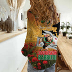 Personalised Rabbitohs Rugby ANZAC Day Women Casual Shirt Last Post Poppy We Will Remember Them