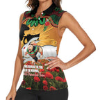 Personalised Rabbitohs Rugby ANZAC Day Women Sleeveless Polo Shirt Last Post Poppy We Will Remember Them