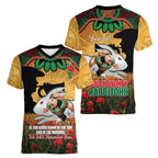 Personalised Rabbitohs Rugby ANZAC Day Women V-Neck T-Shirt Last Post Poppy We Will Remember Them