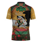 Personalised Rabbitohs Rugby ANZAC Day Zipper Polo Shirt Last Post Poppy We Will Remember Them