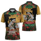 Personalised Rabbitohs Rugby ANZAC Day Zipper Polo Shirt Last Post Poppy We Will Remember Them