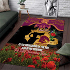 Personalised Brisbane Broncos Rugby ANZAC Day Area Rug Last Post Poppy We Will Remember Them