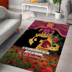 Personalised Brisbane Broncos Rugby ANZAC Day Area Rug Last Post Poppy We Will Remember Them