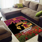 Personalised Brisbane Broncos Rugby ANZAC Day Area Rug Last Post Poppy We Will Remember Them