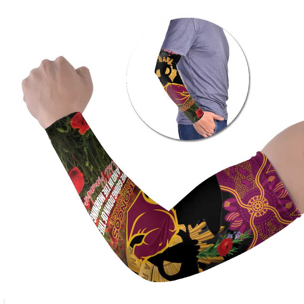 Personalised Brisbane Broncos Rugby ANZAC Day Arm Sleeves Last Post Poppy We Will Remember Them