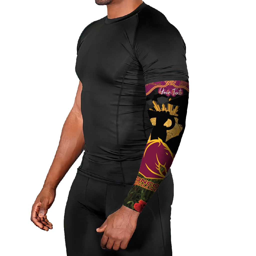 Personalised Brisbane Broncos Rugby ANZAC Day Arm Sleeves Last Post Poppy We Will Remember Them
