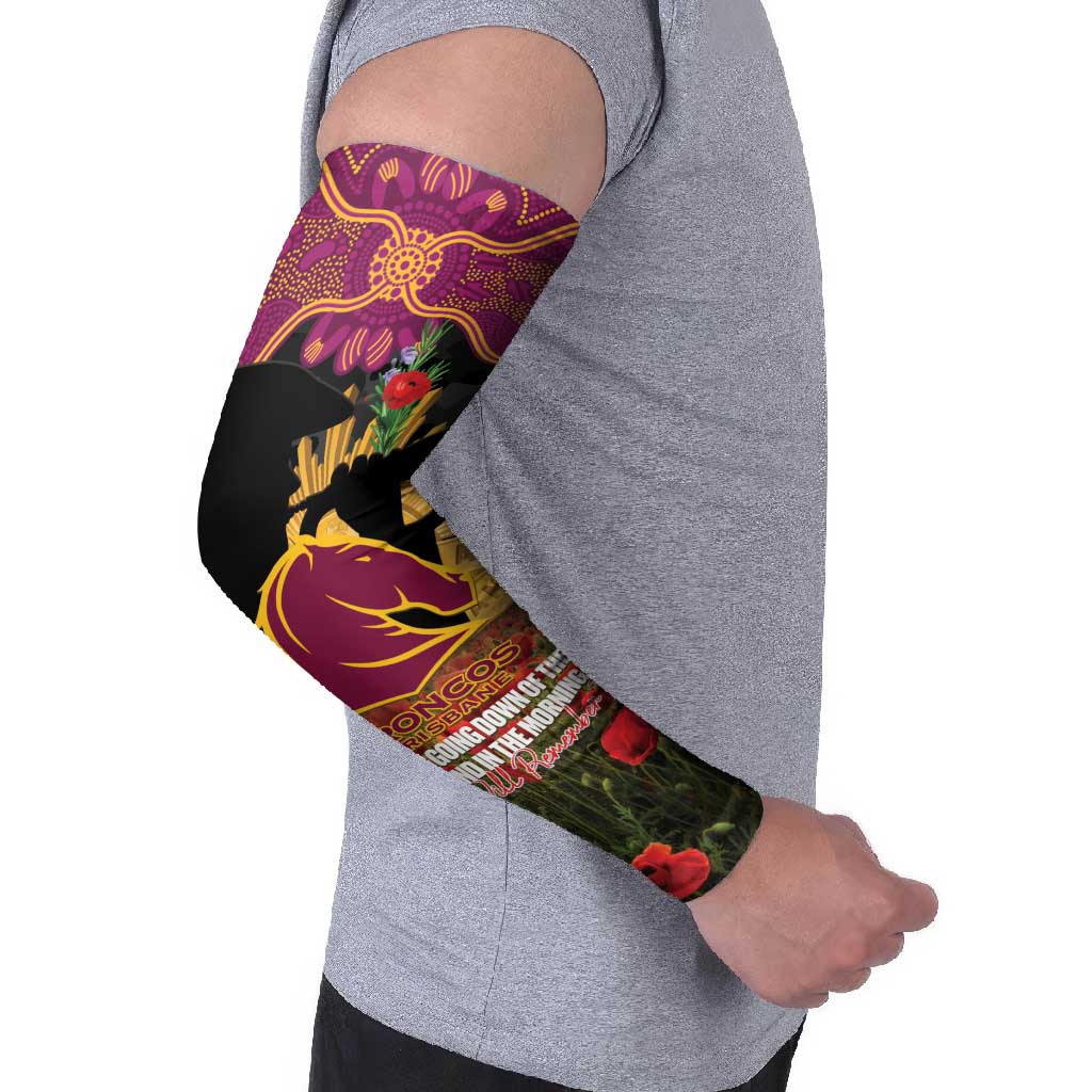 Personalised Brisbane Broncos Rugby ANZAC Day Arm Sleeves Last Post Poppy We Will Remember Them