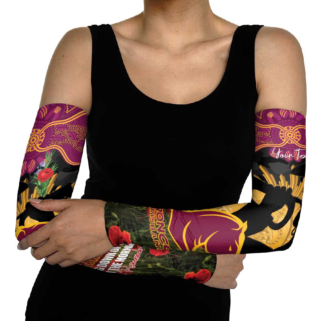 Personalised Brisbane Broncos Rugby ANZAC Day Arm Sleeves Last Post Poppy We Will Remember Them