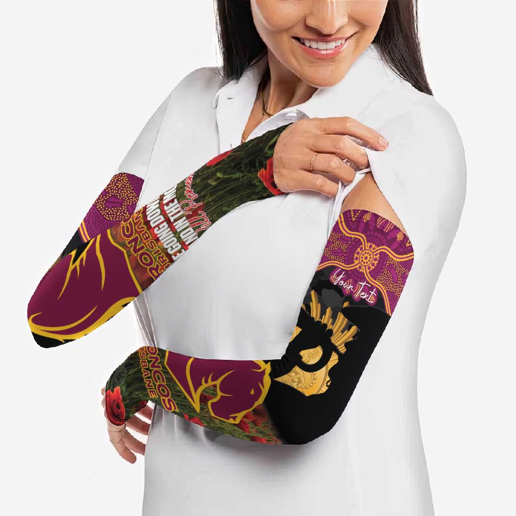 Personalised Brisbane Broncos Rugby ANZAC Day Arm Sleeves Last Post Poppy We Will Remember Them