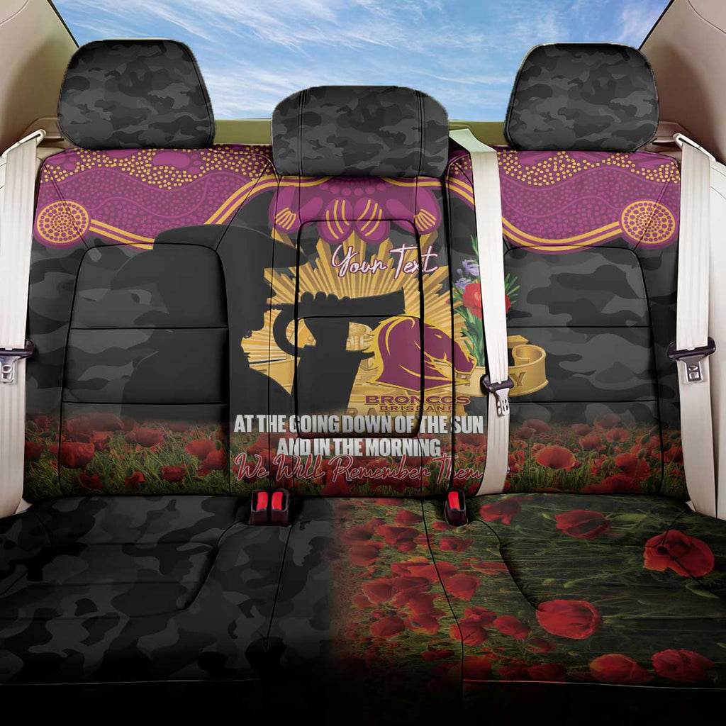Personalised Brisbane Broncos Rugby ANZAC Day Back Car Seat Cover Last Post Poppy We Will Remember Them
