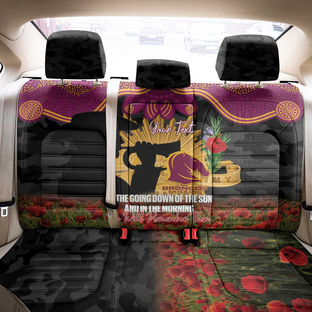 Personalised Brisbane Broncos Rugby ANZAC Day Back Car Seat Cover Last Post Poppy We Will Remember Them