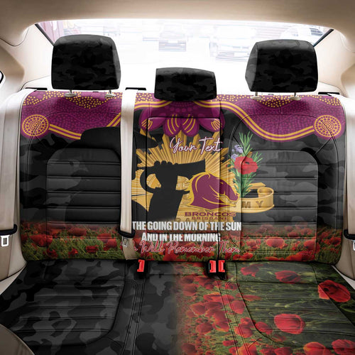 Personalised Brisbane Broncos Rugby ANZAC Day Back Car Seat Cover Last Post Poppy We Will Remember Them