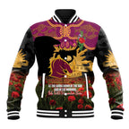 Personalised Brisbane Broncos Rugby ANZAC Day Baseball Jacket Last Post Poppy We Will Remember Them