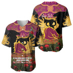 Personalised Brisbane Broncos Rugby ANZAC Day Baseball Jersey Last Post Poppy We Will Remember Them