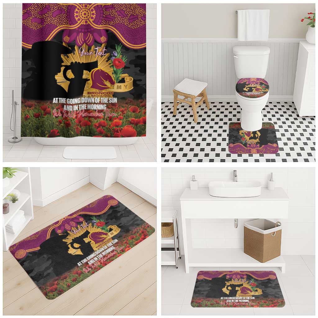 Personalised Brisbane Broncos Rugby ANZAC Day Bathroom Set Last Post Poppy We Will Remember Them