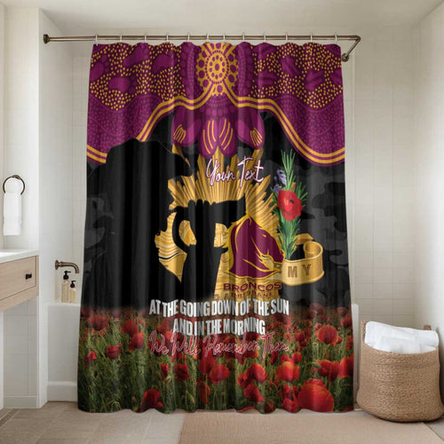Personalised Brisbane Broncos Rugby ANZAC Day Bathroom Set Last Post Poppy We Will Remember Them