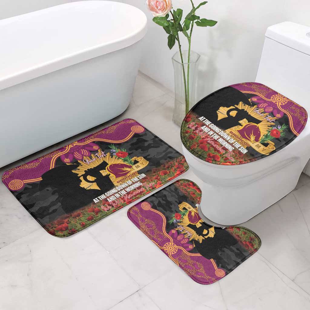 Personalised Brisbane Broncos Rugby ANZAC Day Bathroom Set Last Post Poppy We Will Remember Them