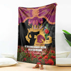 Personalised Brisbane Broncos Rugby ANZAC Day Blanket Last Post Poppy We Will Remember Them
