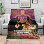 Personalised Brisbane Broncos Rugby ANZAC Day Blanket Last Post Poppy We Will Remember Them