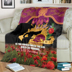 Personalised Brisbane Broncos Rugby ANZAC Day Blanket Last Post Poppy We Will Remember Them